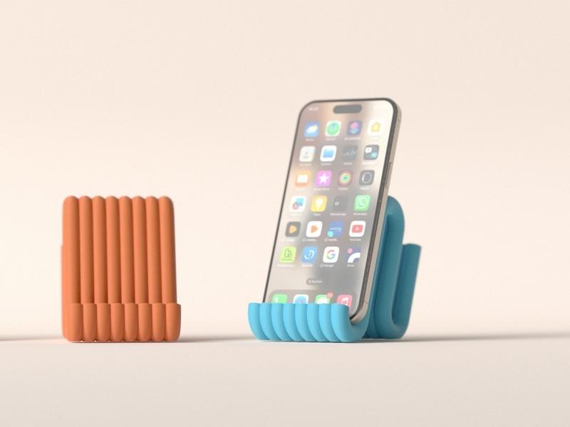 Modern Ribbed Tasarım Telefon Tutucu - Estetik Masaüstü Stand | Craftelle 3D Kurabiye Kalıbı