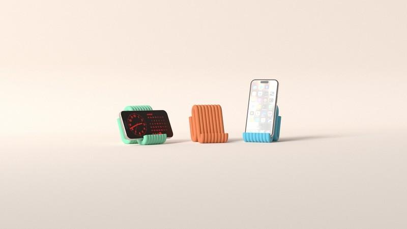 Modern Ribbed Tasarım Telefon Tutucu - Estetik Masaüstü Stand Görsel 3