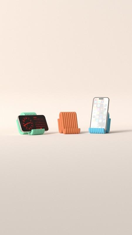 Modern Ribbed Tasarım Telefon Tutucu - Estetik Masaüstü Stand Görsel 4