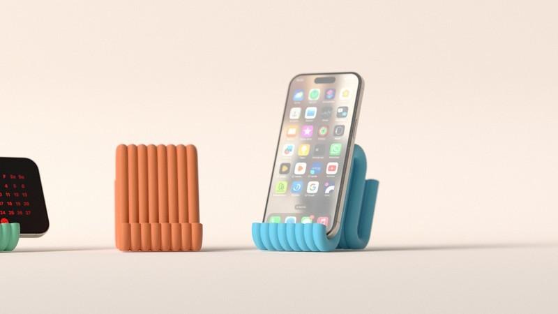 Modern Ribbed Tasarım Telefon Tutucu - Estetik Masaüstü Stand Görsel 5