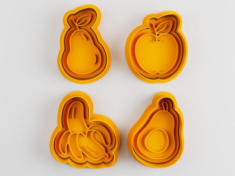 Meyve Figürlü Özel Tasarım Kurabiye ve Seramik Hamur Kalıbı Seti | Craftelle 3D Kurabiye Kalıbı