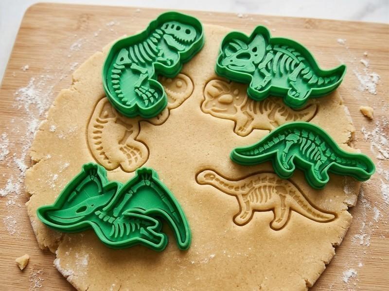 Dinozor Temalı Profesyonel Kurabiye ve Hamur Kalıbı 4'lü Set | Craftelle 3D Kurabiye Kalıbı