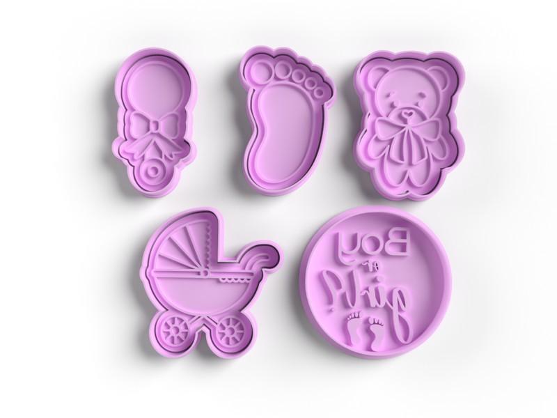 Baby Shower Temalı Özel Tasarım Kurabiye ve Hamur Kalıbı Seti Görsel 2