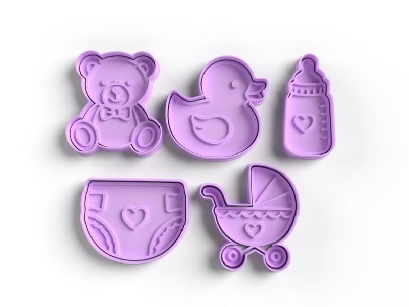 Baby Shower Temalı Özel Tasarım Kurabiye ve Hamur Kalıbı Görsel 3