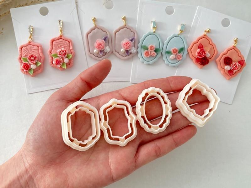 4'lü Dantel Desenli Özel Tasarım Seramik ve Hamur Kalıp Seti | Craftelle 3D Kurabiye Kalıbı