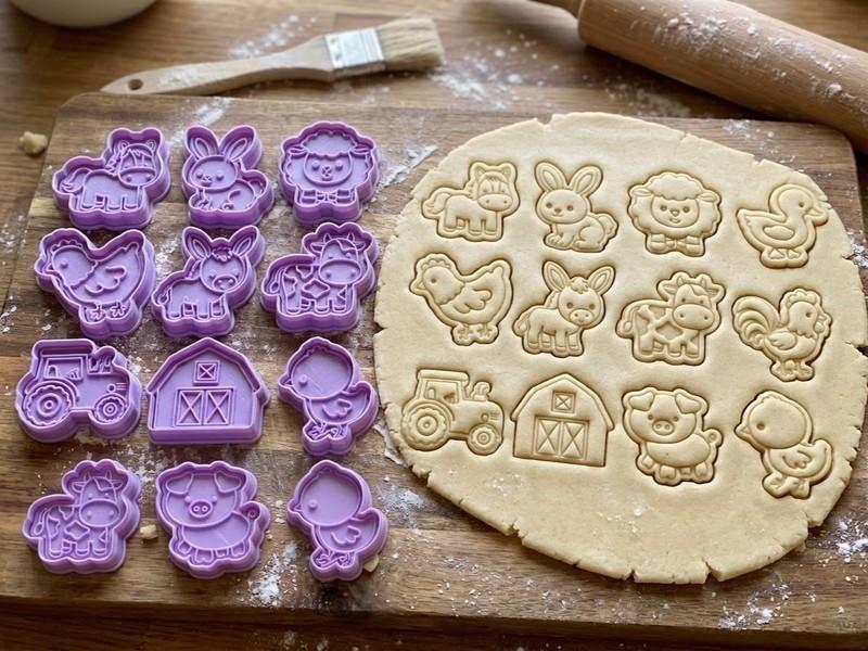 Çiftlik Hayvanları Kurabiye Kalıbı Seti 12 Parça Damga ve Kesicisi | Craftelle 3D Kurabiye Kalıbı