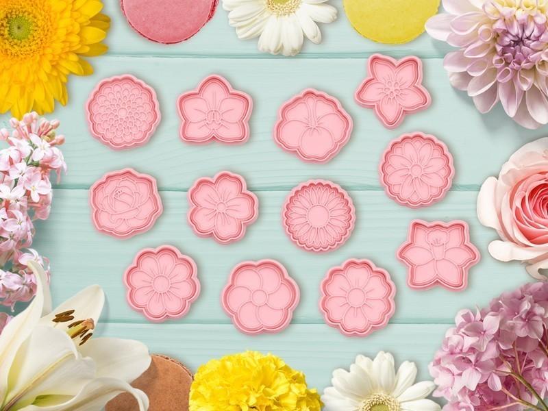 12'li Set Çiçek Buketi Figürlü Özel Tasarım Kurabiye ve Şeker Hamuru Kalıbı | Craftelle 3D Kurabiye Kalıbı