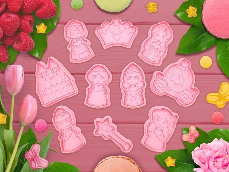 10 Parça Masalsı Prenses Temalı Özel Tasarım Seramiki Kurabiye ve Hamur Kalıp Seti | Craftelle 3D Kurabiye Kalıbı