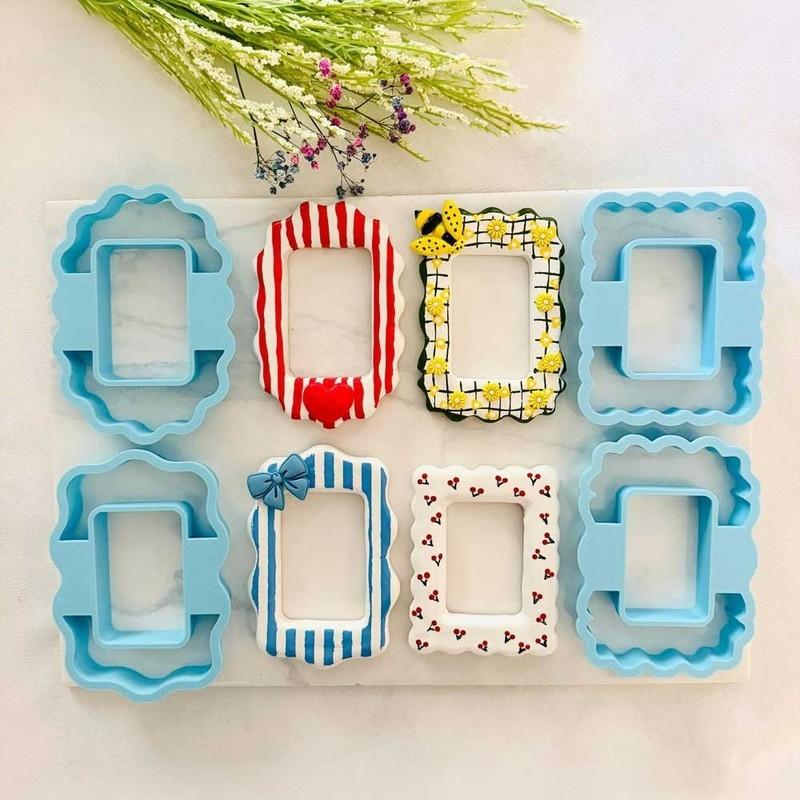 Polimer Kil Çerçeve Kesici Seti | Mini Fotoğraf Çerçevesi Kalıbı | Seramik Kil Aleti | Craftelle 3D Kurabiye Kalıbı