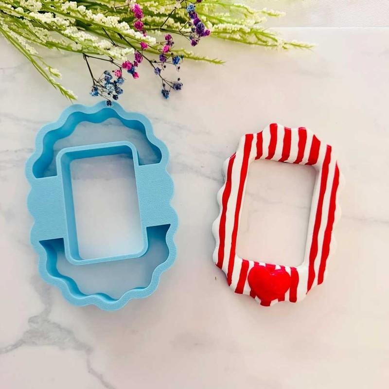 Polimer Kil Çerçeve Kesici Seti | Mini Fotoğraf Çerçevesi Kalıbı | Seramik Kil Aleti Görsel 3