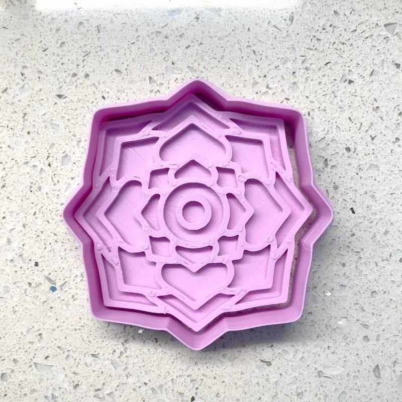 Geometrik Mandala Desenli Çok Amaçlı Kalıp: Seramik, Polimer Kil, Oyun Hamuru ve Kurabiye Kesici | Craftelle 3D Kurabiye Kalıbı