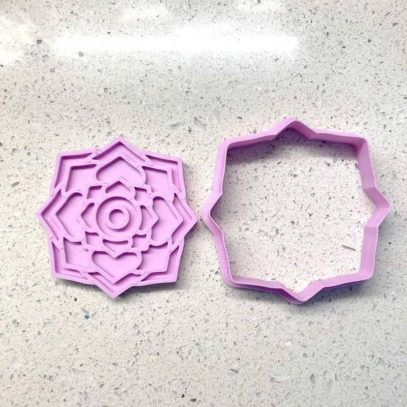 Geometrik Mandala Desenli Çok Amaçlı Kalıp: Seramik, Polimer Kil, Oyun Hamuru ve Kurabiye Kesici Görsel 4