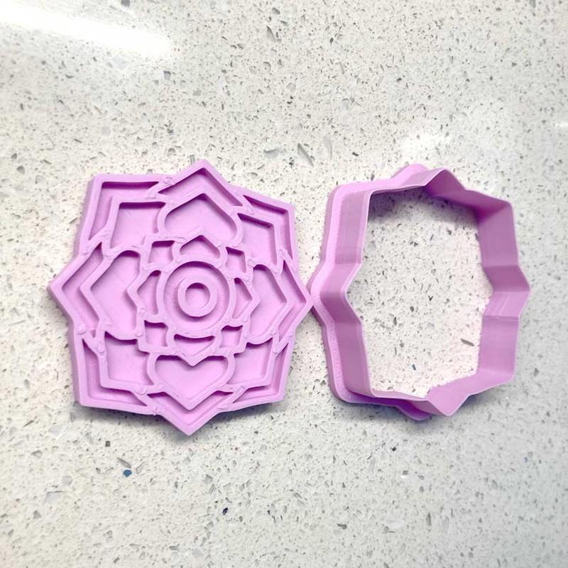 Geometrik Mandala Desenli Çok Amaçlı Kalıp: Seramik, Polimer Kil, Oyun Hamuru ve Kurabiye Kesici Görsel 5