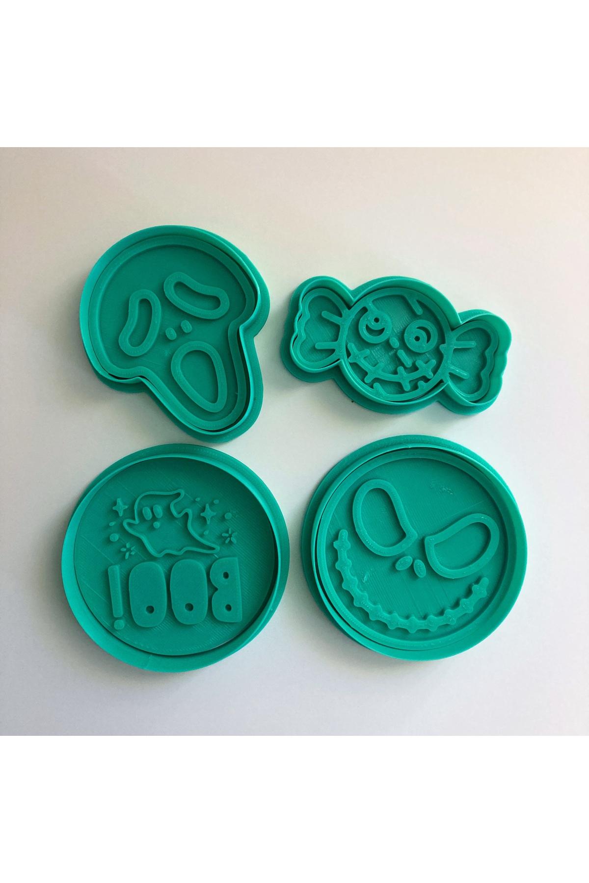 Halloween 4'lü Kurabiye Kalıbı Seti, Jack Skellington, Çığlık, Boo ve Şeker Desenli Şekillendirici | Craftelle 3D Kurabiye Kalıbı