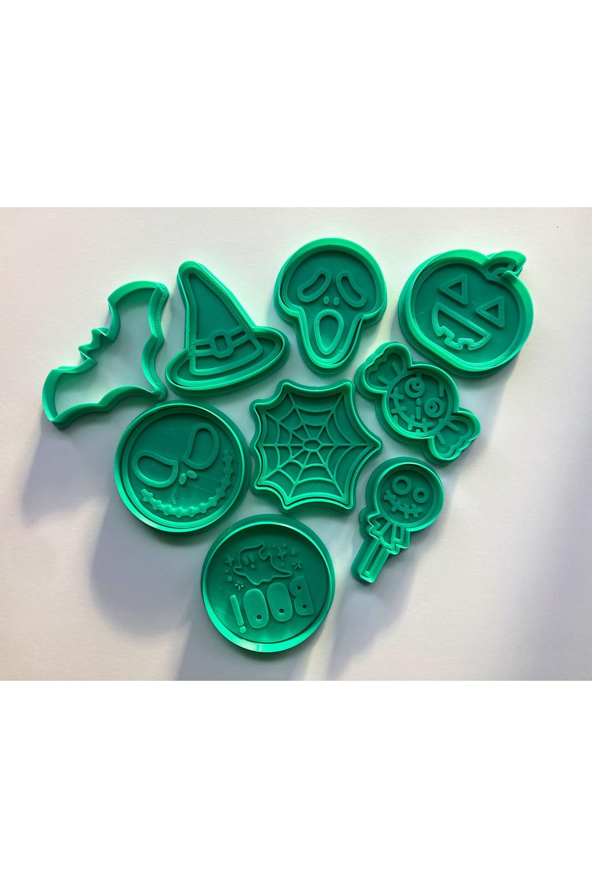 9'lu Mega Halloween Kurabiye Kalıbı Seti, Gıda Uyumlu, Balkabağı Hayalet Örümcek Ağı, Hamur Kesici | Craftelle 3D Kurabiye Kalıbı