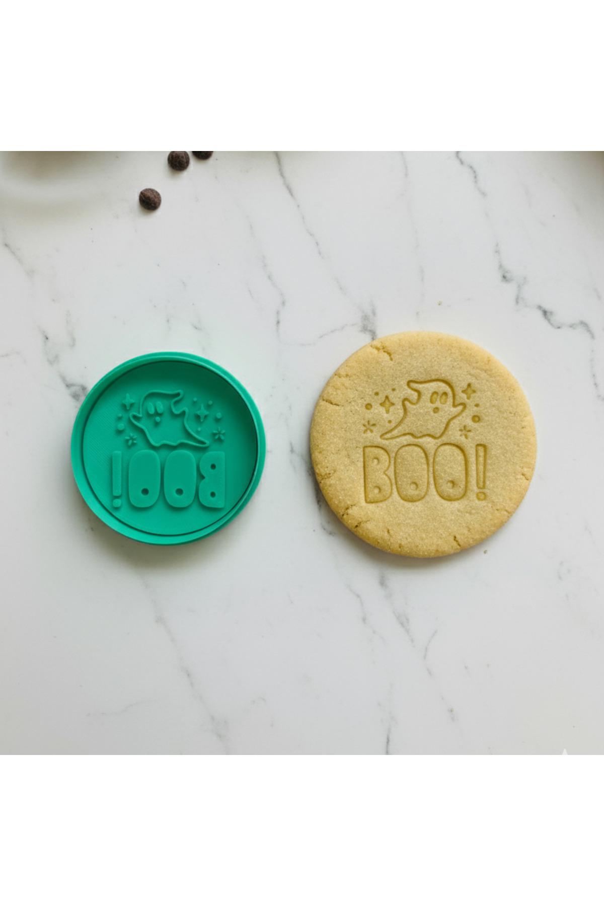 Halloween Temalı Kurabiye Kalıbı, Boo Yazılı 3D Baskı Hayalet Tasarımlı, Yeşil, Hamur Şekillendirici | Craftelle 3D Kurabiye Kalıbı