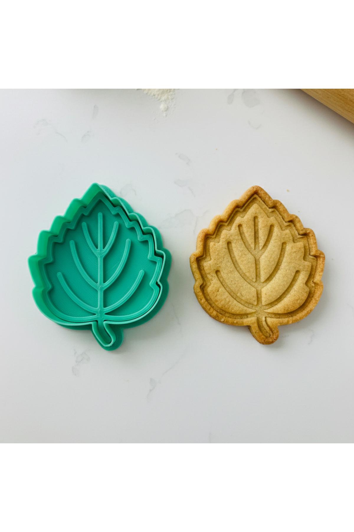 Yaprak Şeklinde Kurabiye Kalıbı, Yeşil, Akçaağaç Yaprağı Tasarımlı, Sonbahar Temalı | Craftelle 3D Kurabiye Kalıbı