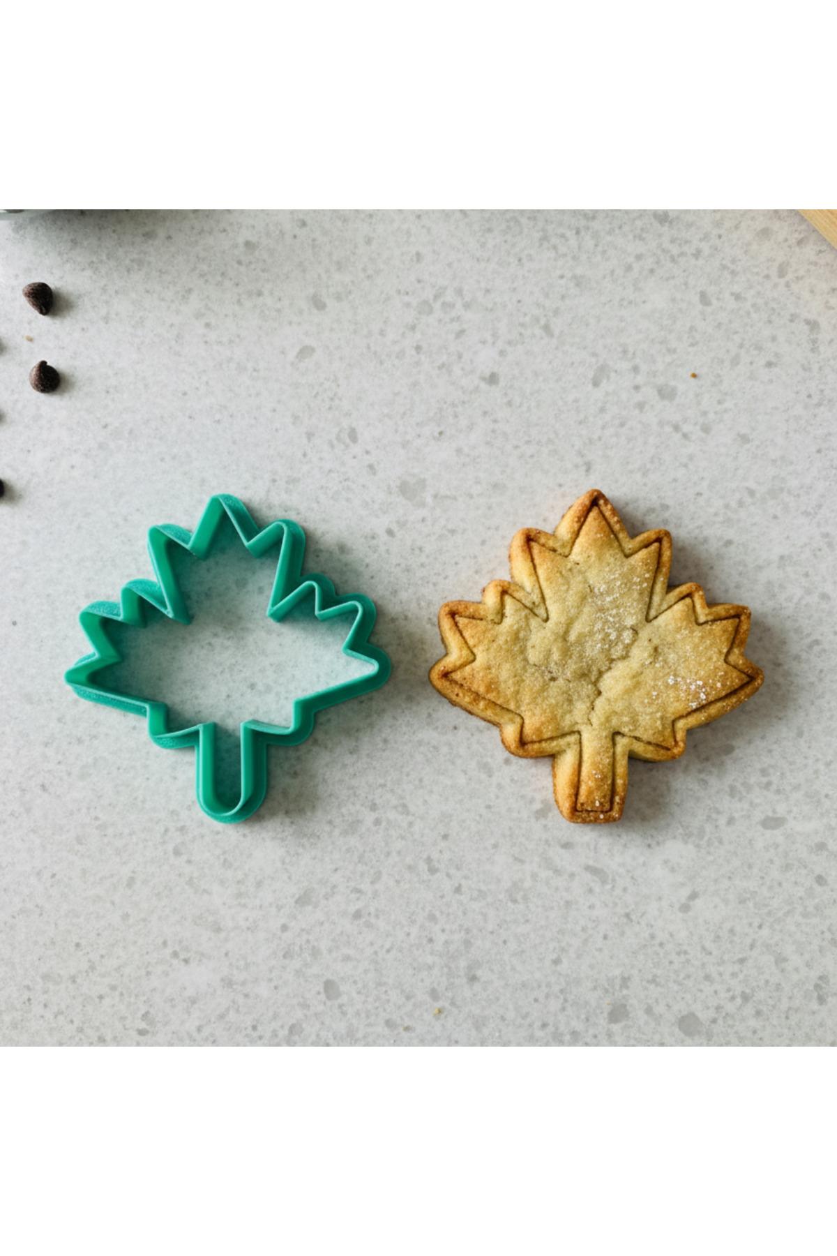 Çınar Yaprağı Kurabiye Kalıbı, Yeşil, Sonbahar Temalı Hamur Şekillendirici, Gıda Uyumlu | Craftelle 3D Kurabiye Kalıbı