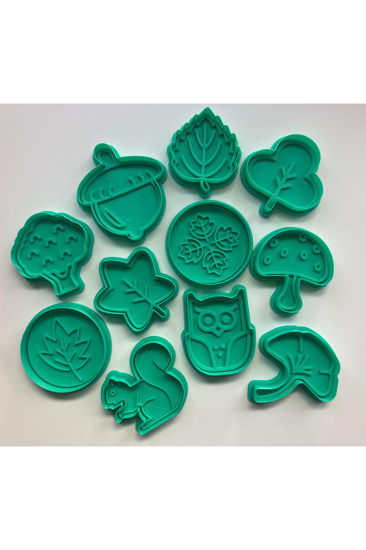 11 Parça Sonbahar Kurabiye Kalıbı Seti, Hayvanları ve Yaprak Desenli, Gıda Uyumlu Şekillendirici | Craftelle 3D Kurabiye Kalıbı
