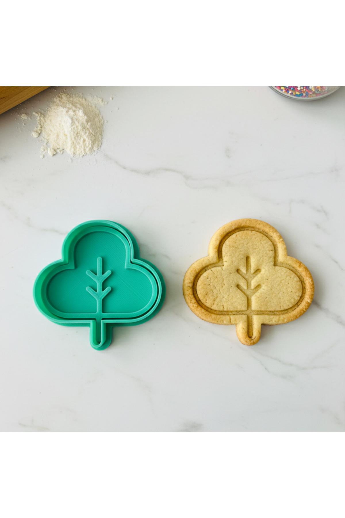 Minimalist Ağaç Tasarımlı Kurabiye Kalıbı, Yeşil, 3D Baskılı, Hamur Şekillendirici, Doğa Temalı | Craftelle 3D Kurabiye Kalıbı