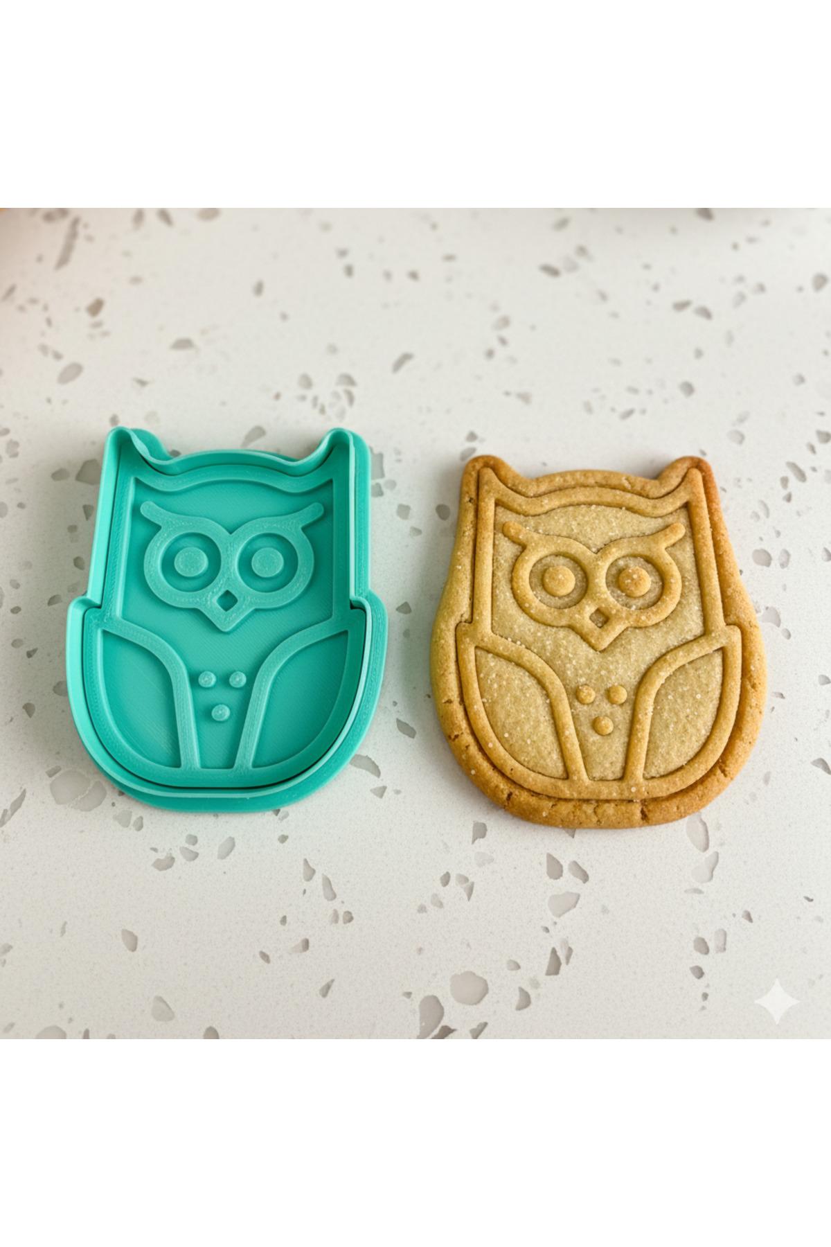 Baykuş Şekilli Kurabiye Kalıbı, Yeşil, Hamur Şekillendirici ve Damga, Gıda Uyumlu Mutfak İçin | Craftelle 3D Kurabiye Kalıbı