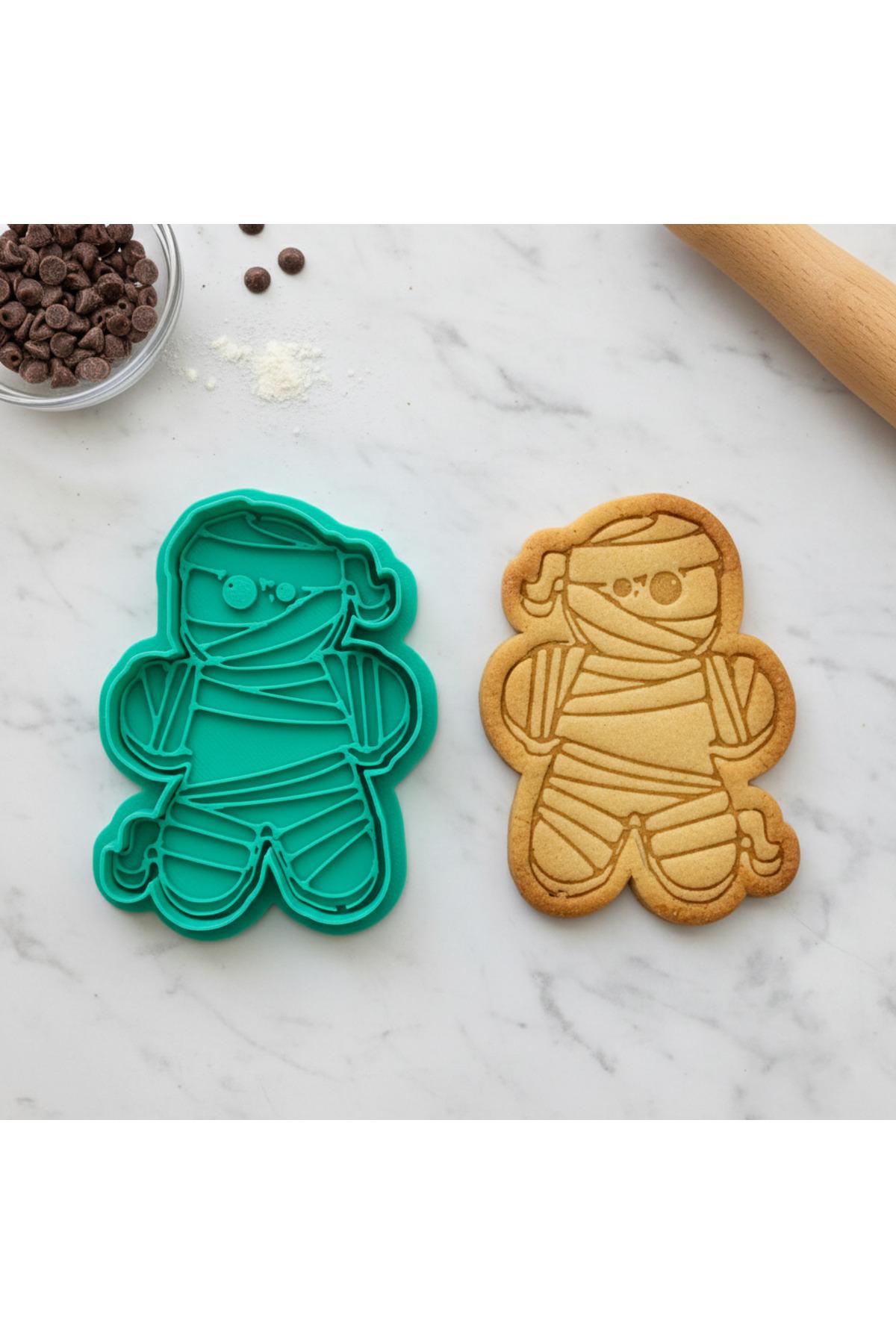 Sevimli Mumya Kurabiye Kalıbı, Cadılar Bayramı Temalı, Şekillendirici ve Damga Seti, Gıda Uyumlu | Craftelle 3D Kurabiye Kalıbı