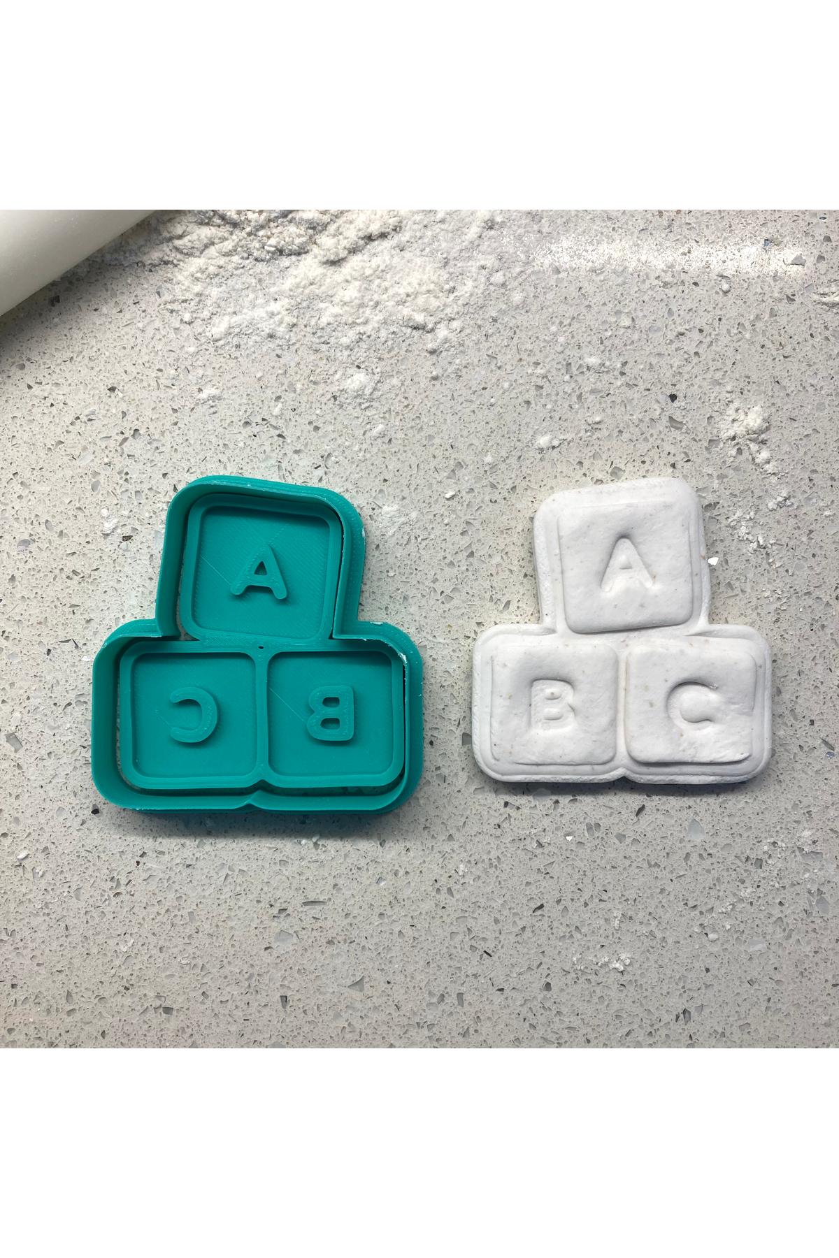 ABC Küp Blokları Kurabiye Kalıbı | Öğretmene Hediye, Okula Başlama ve Okuma Bayramı Kutlamaları İçin | Craftelle 3D Kurabiye Kalıbı