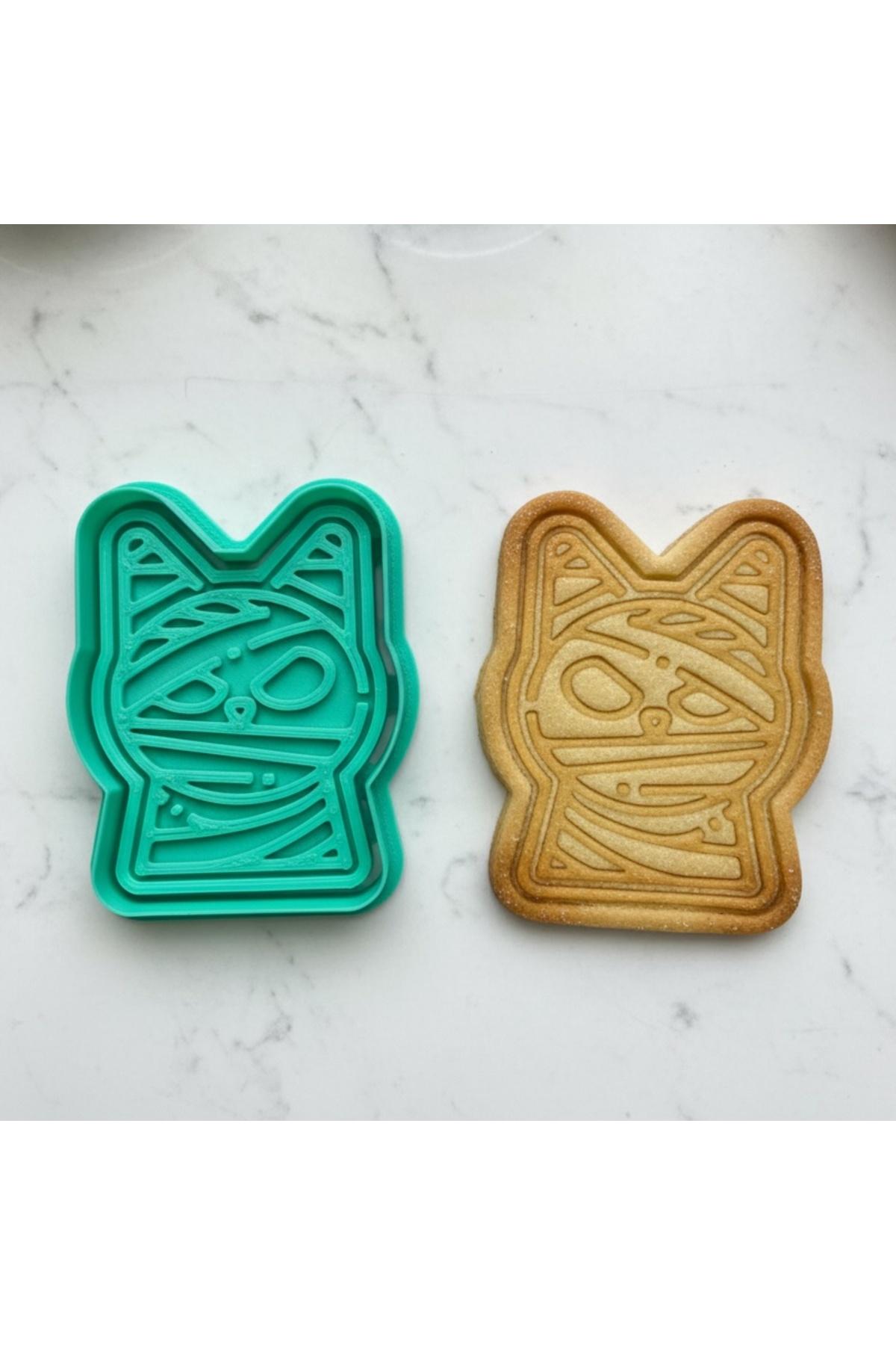 Mumya Kedi Şekilli Kurabiye Kalıbı, Gıda Uyumlu, Hamuru için Damgalı Kesici, Kil ve Hamur İşleri | Craftelle 3D Kurabiye Kalıbı