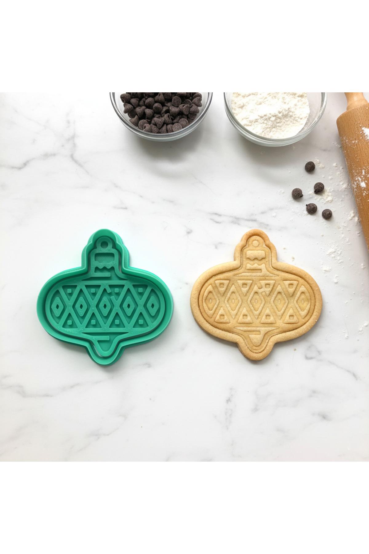 Yılbaşı Ağaç Süsü Kurabiye Kalıbı ve Damga Seti - Geometrik Desenli | Craftelle 3D Kurabiye Kalıbı