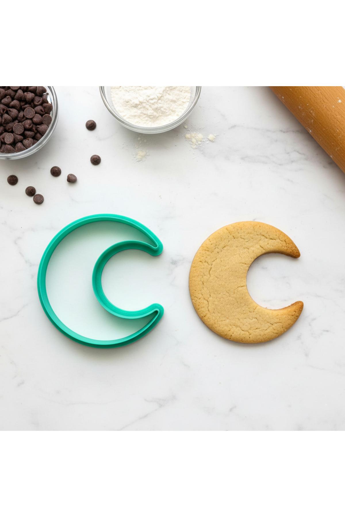 Hilal Şeklinde Kurabiye Kalıbı - Yıldız Kalıbı ile Ay-Yıldız Seti Oluşturun - Kil ve Seramik Uyumlu | Craftelle 3D Kurabiye Kalıbı