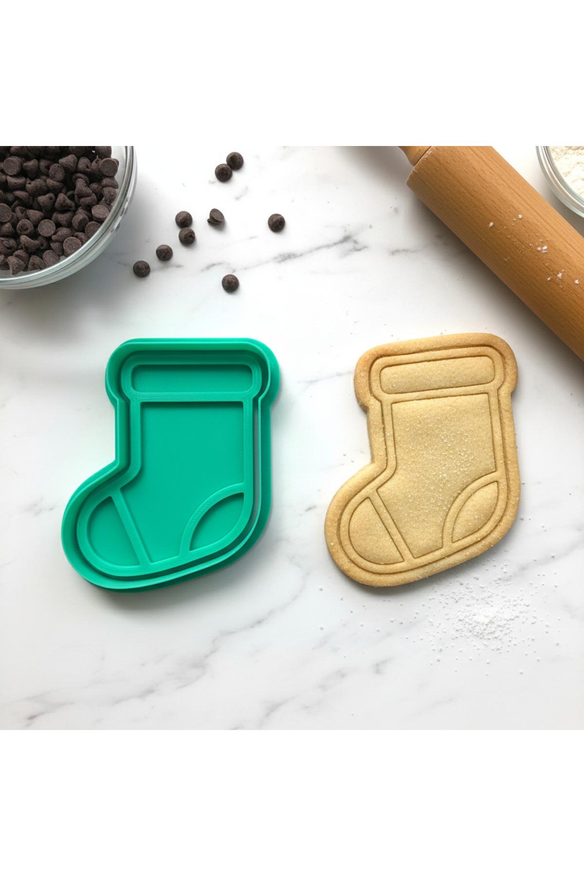 Klasik Yılbaşı Çorabı Kurabiye Kalıbı | Detaylı Hamur Damgası | Yeni Yıl Partisi İkramlığı | Craftelle 3D Kurabiye Kalıbı