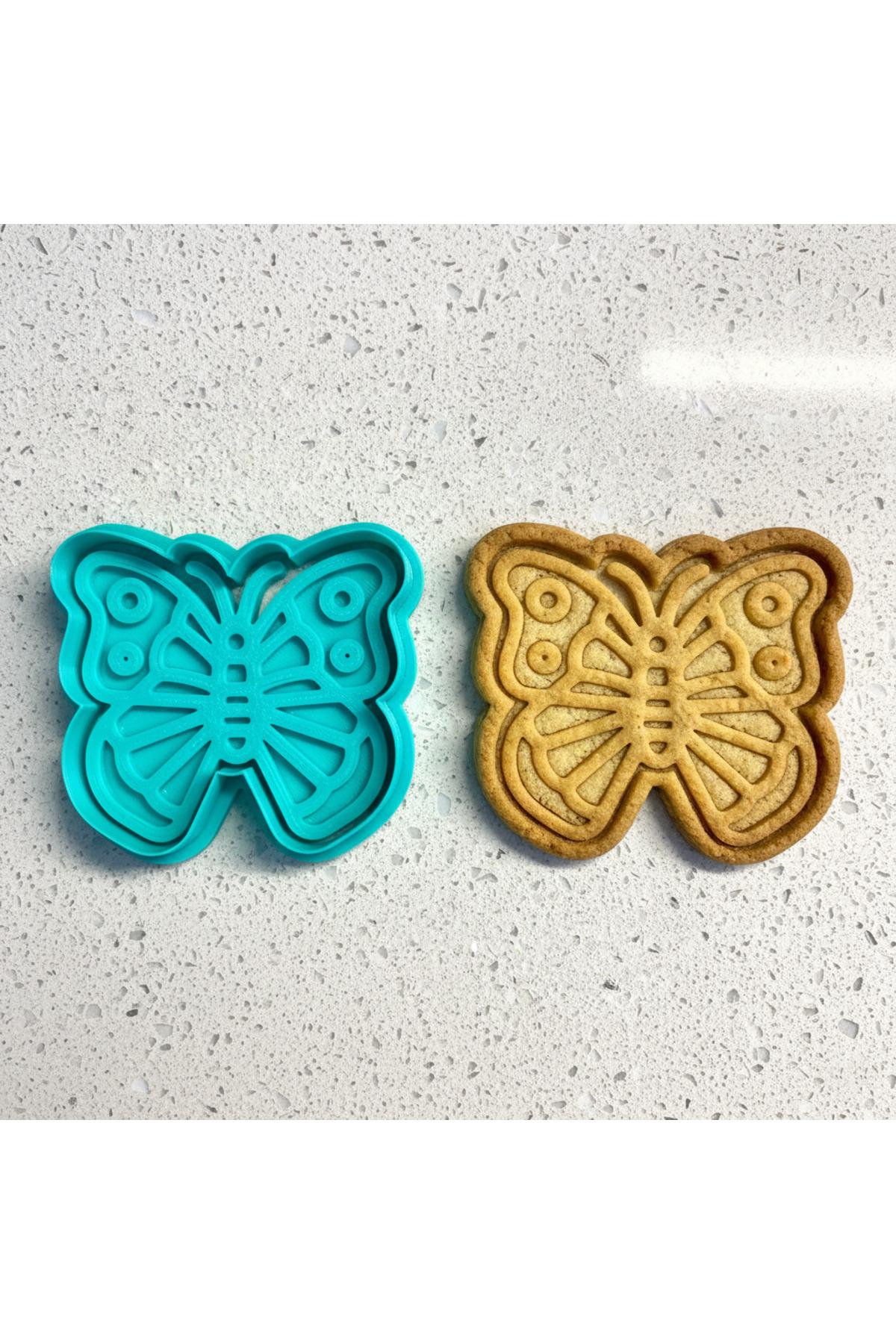 Zarif Kelebek Kurabiye Kalıbı ve Damga Seti | Şeker Hamuru, Kil, Hamur Şekillendirici | Bahar Temalı | Craftelle 3D Kurabiye Kalıbı
