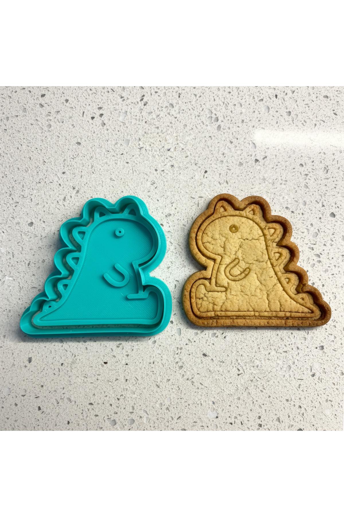 Sevimli Dinozor Kurabiye Kalıbı ve Damga Seti | T-Rex | Şeker Hamuru, Kil, Hamur Şekillendirici | Craftelle 3D Kurabiye Kalıbı