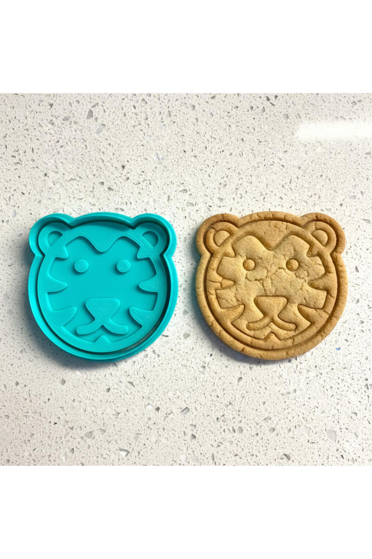 Sevimli Kaplan Yüzü Kurabiye Kalıbı ve Damga Seti | Safari Temalı | Şeker Hamuru, Kil Şekillendirici | Craftelle 3D Kurabiye Kalıbı