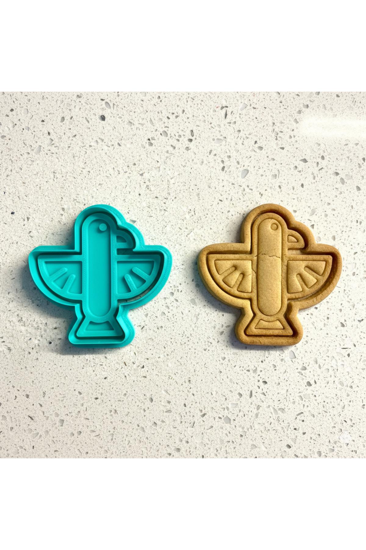 Etnik Kuş Figürlü Kurabiye Kalıbı ve Damga Seti | Mitolojik, Bohem, Şeker Hamuru, Kil Şekillendirici | Craftelle 3D Kurabiye Kalıbı