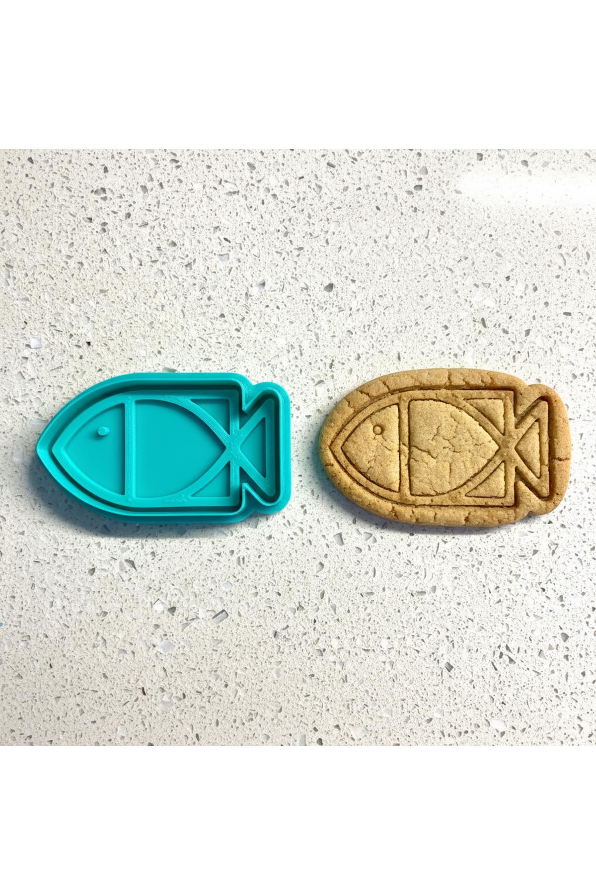 Stilize Balık Kurabiye Kalıbı ve Damga Seti | Deniz Temalı | Şeker Hamuru, Kil, Hamur Şekillendirici | Craftelle 3D Kurabiye Kalıbı