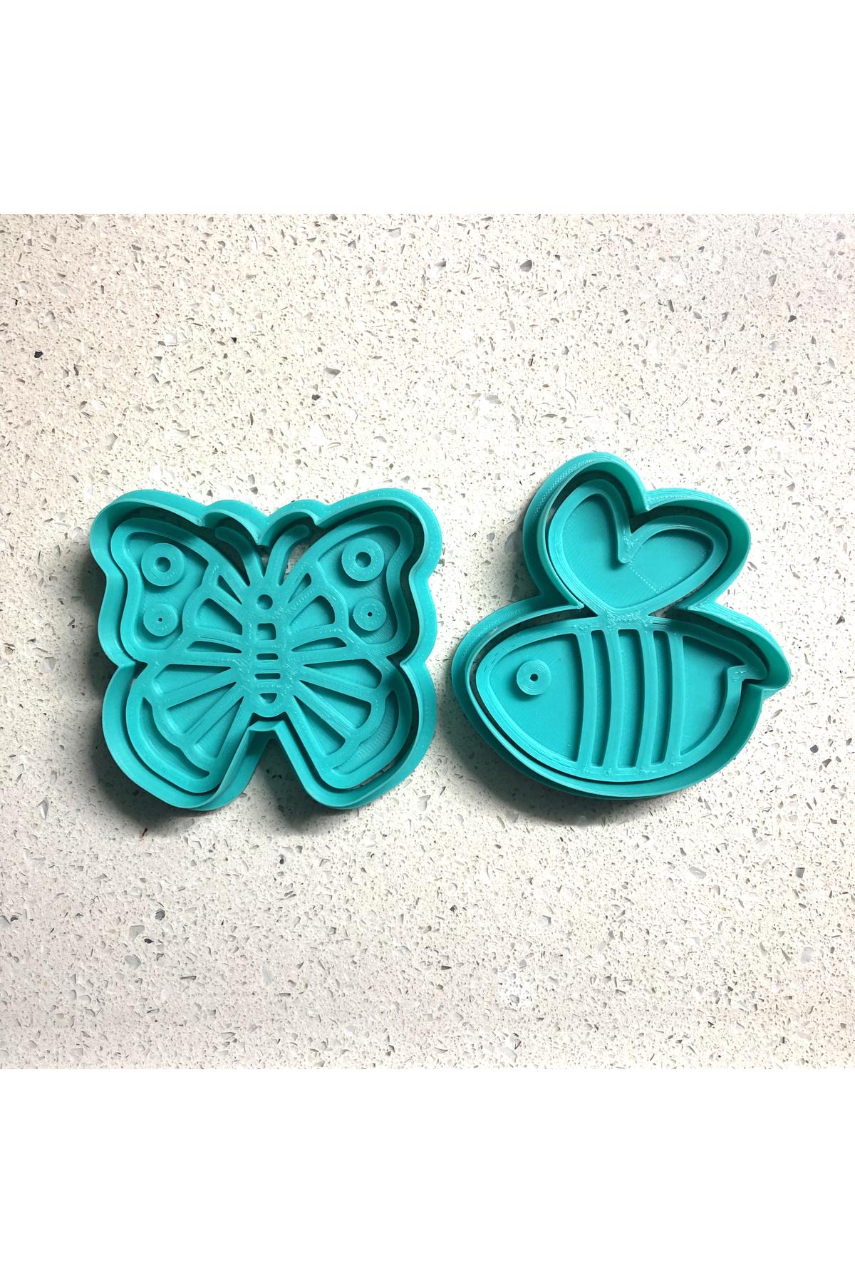 Bahar Temalı 2'li Kurabiye Kalıbı Seti (kelebek Ve Arı) Doğum Günü, Şeker Hamuru, Kil Şekillendirici | Craftelle 3D Kurabiye Kalıbı