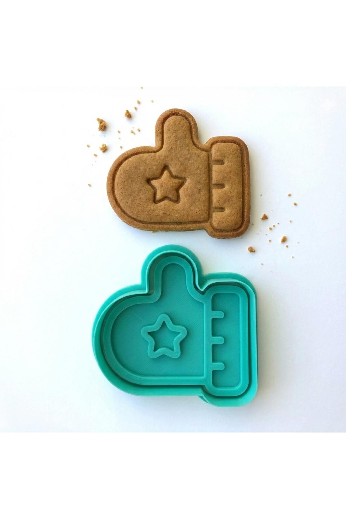 Yıldızlı Kış Eldiveni Kurabiye Kalıbı ve Damga Seti | Yılbaşı, Kış Temalı Parti | Şeker, Kil Hamuru | Craftelle 3D Kurabiye Kalıbı