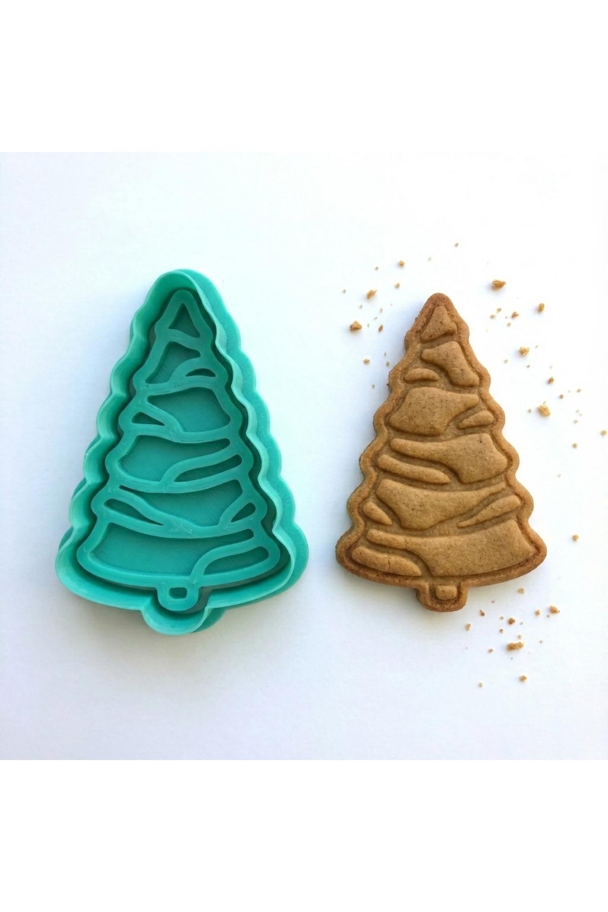 Yılbaşı Ağacı Kurabiye Kalıbı ve Damga Seti | Çam Ağacı Figürü | Kış Temalı | Şeker, Kil Hamuru | Craftelle 3D Kurabiye Kalıbı