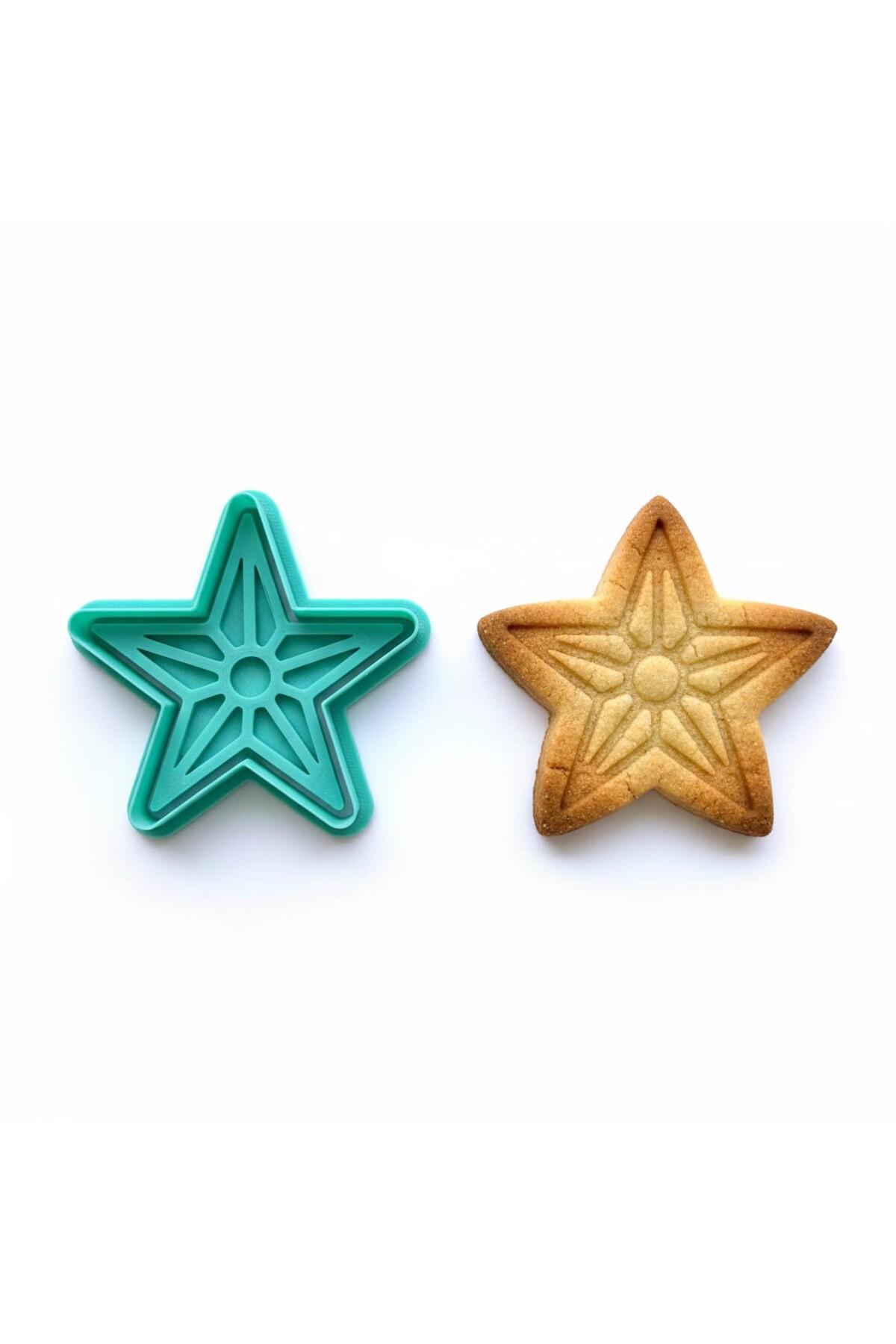 Yıldız Kurabiye Kalıbı ve Damga Seti | Yılbaşı, Kutlama Temalı | Şeker Hamuru, Kil Şekillendirici | Craftelle 3D Kurabiye Kalıbı