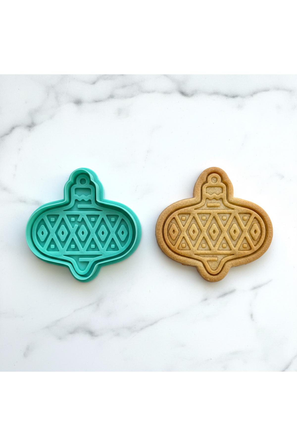 Baklava Desenli Yılbaşı Topu Kurabiye Kalıbı ve Damga Seti |Noel Süsü | Kış Temalı | Şeker Hamuru | Craftelle 3D Kurabiye Kalıbı