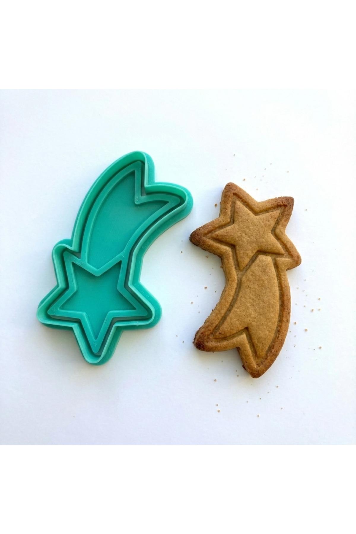 Kayan Yıldız Kurabiye Kalıbı ve Damga Seti | Dilek Yıldızı Figürü | Yılbaşı | Şeker Hamuru | Craftelle 3D Kurabiye Kalıbı
