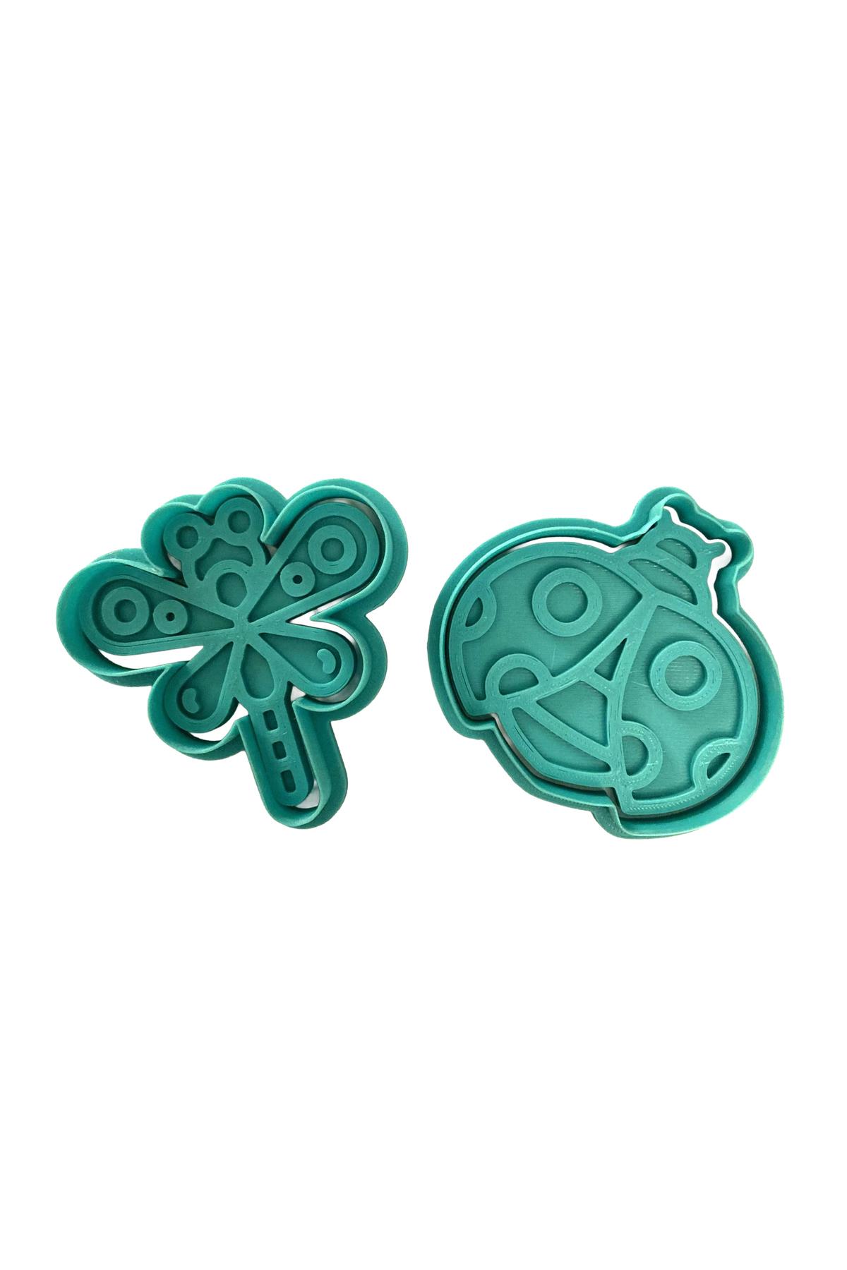 Doğa Dostları İkili Kurabiye Kalıbı Seti | Yusufçuk ve Uğur Böceği | Bahçe Partisi | Şeker Hamuru | Craftelle 3D Kurabiye Kalıbı