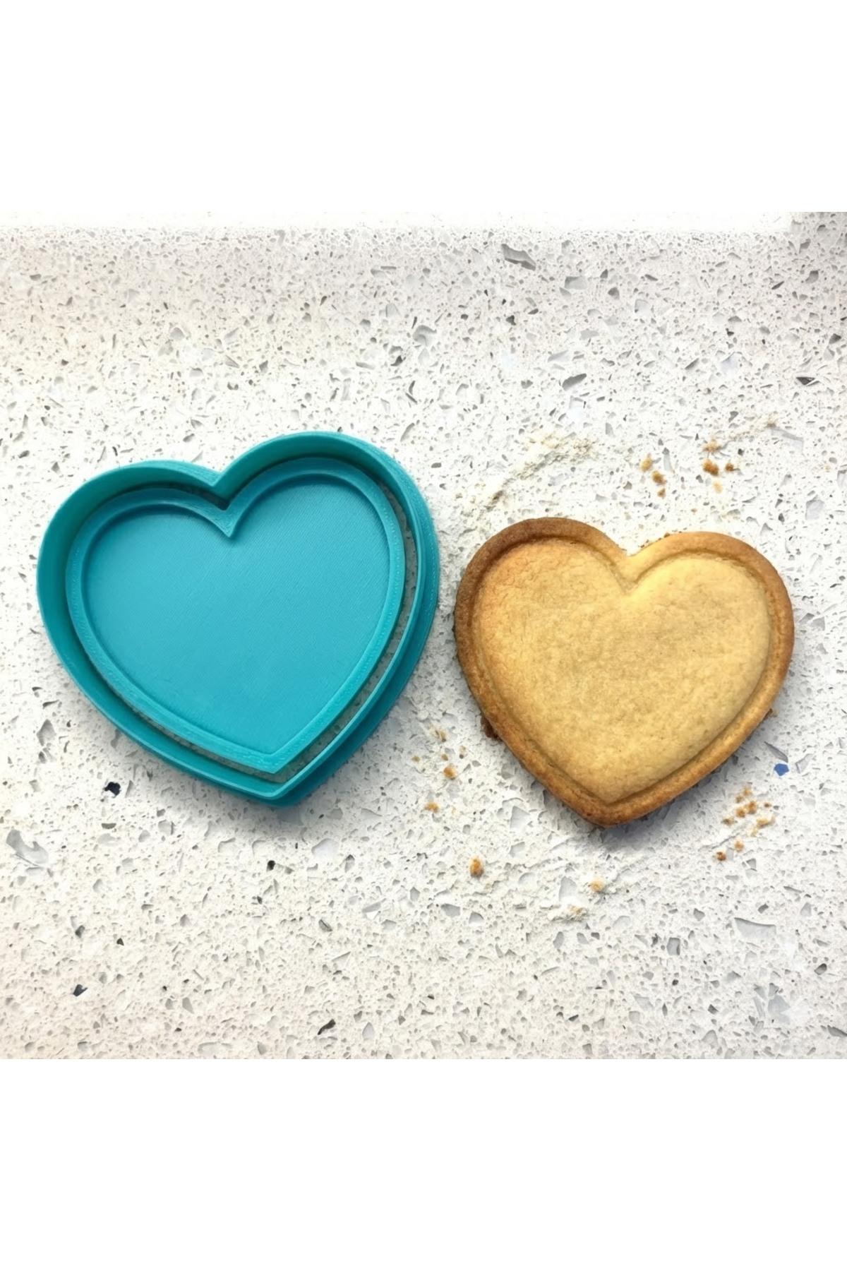 Klasik Kalp Kurabiye Kalıbı ve Damga Seti | Sevgililer Günü ve Anneler Günü | Şeker Hamuru | Craftelle 3D Kurabiye Kalıbı