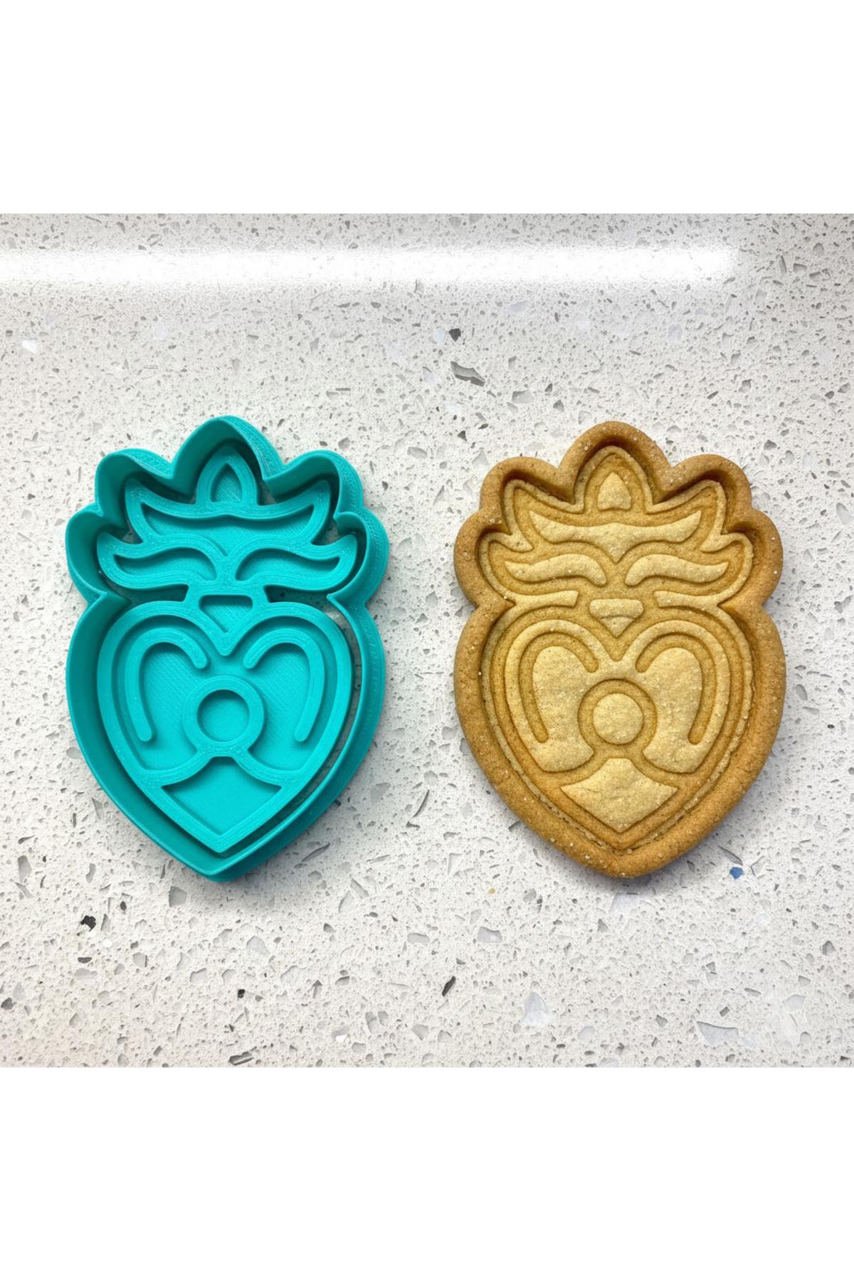 Alevli Kalp Kurabiye Kalıbı ve Damga Seti | Barok Tasarım Sacred Heart | Sevgililer Günü ve Nişan | Craftelle 3D Kurabiye Kalıbı