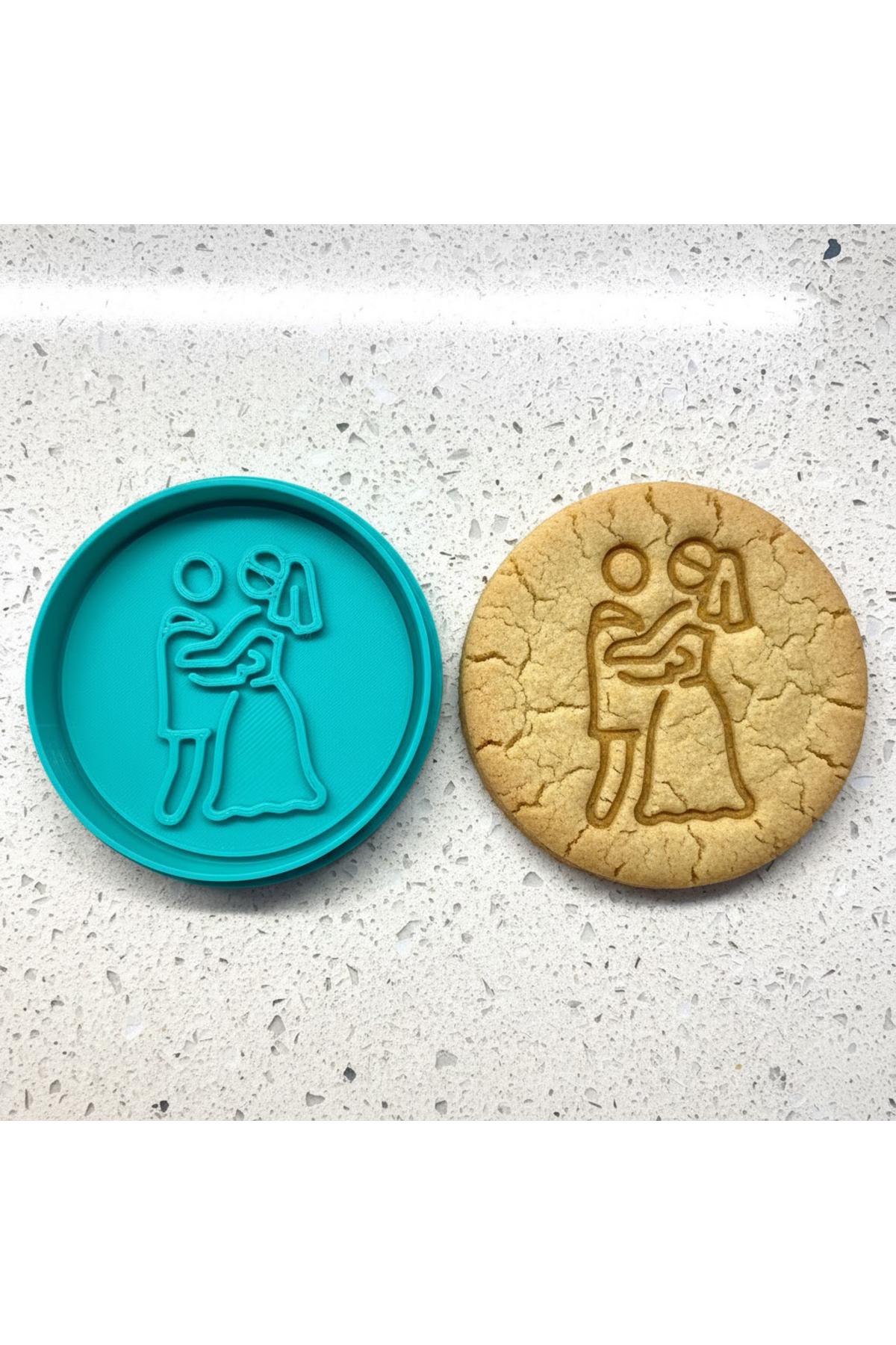 İlk Dans Figürlü Kurabiye Kalıbı | Romantik Çift Damga | Hamur, Kil ve Şeker Hamuru Şekillendirici | Craftelle 3D Kurabiye Kalıbı
