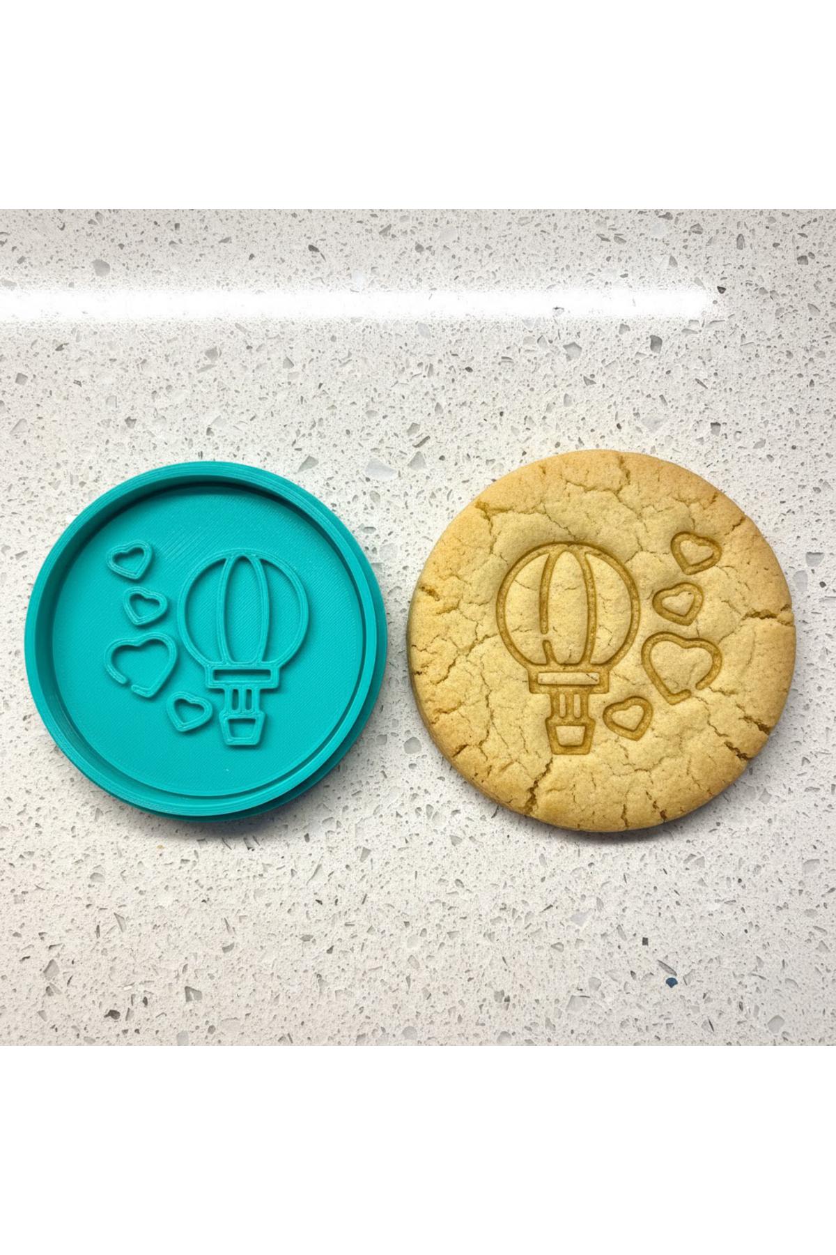 Kalpli Uçan Balon Kurabiye Kalıbı ve Damga Seti | Aşk Yolculuğu Tasarımı | Sevgililer Günü | Craftelle 3D Kurabiye Kalıbı