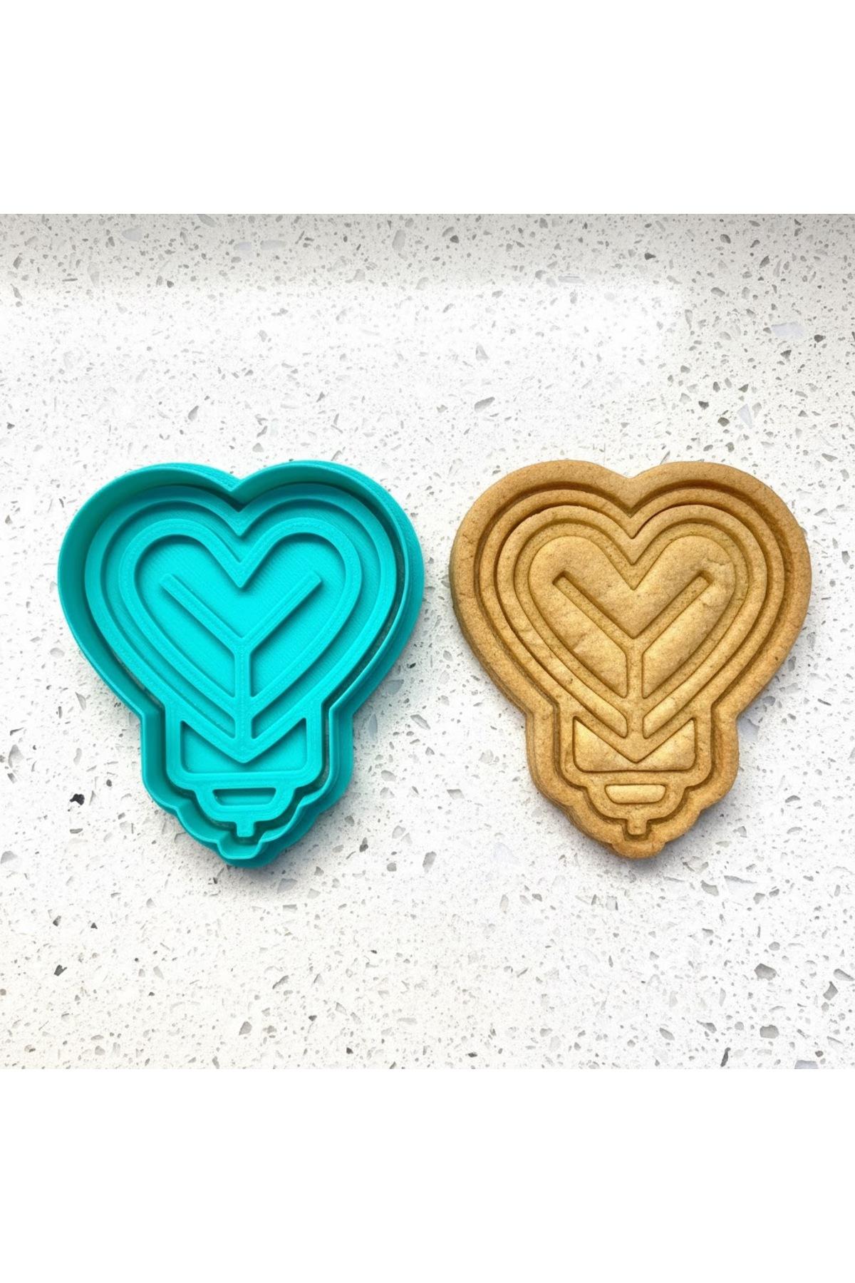 Kalp Ampul Kurabiye Kalıbı ve Damga Seti | Yaratıcı Kalp Tasarımı | Sevgililer Günü ve Özel Günler | Craftelle 3D Kurabiye Kalıbı
