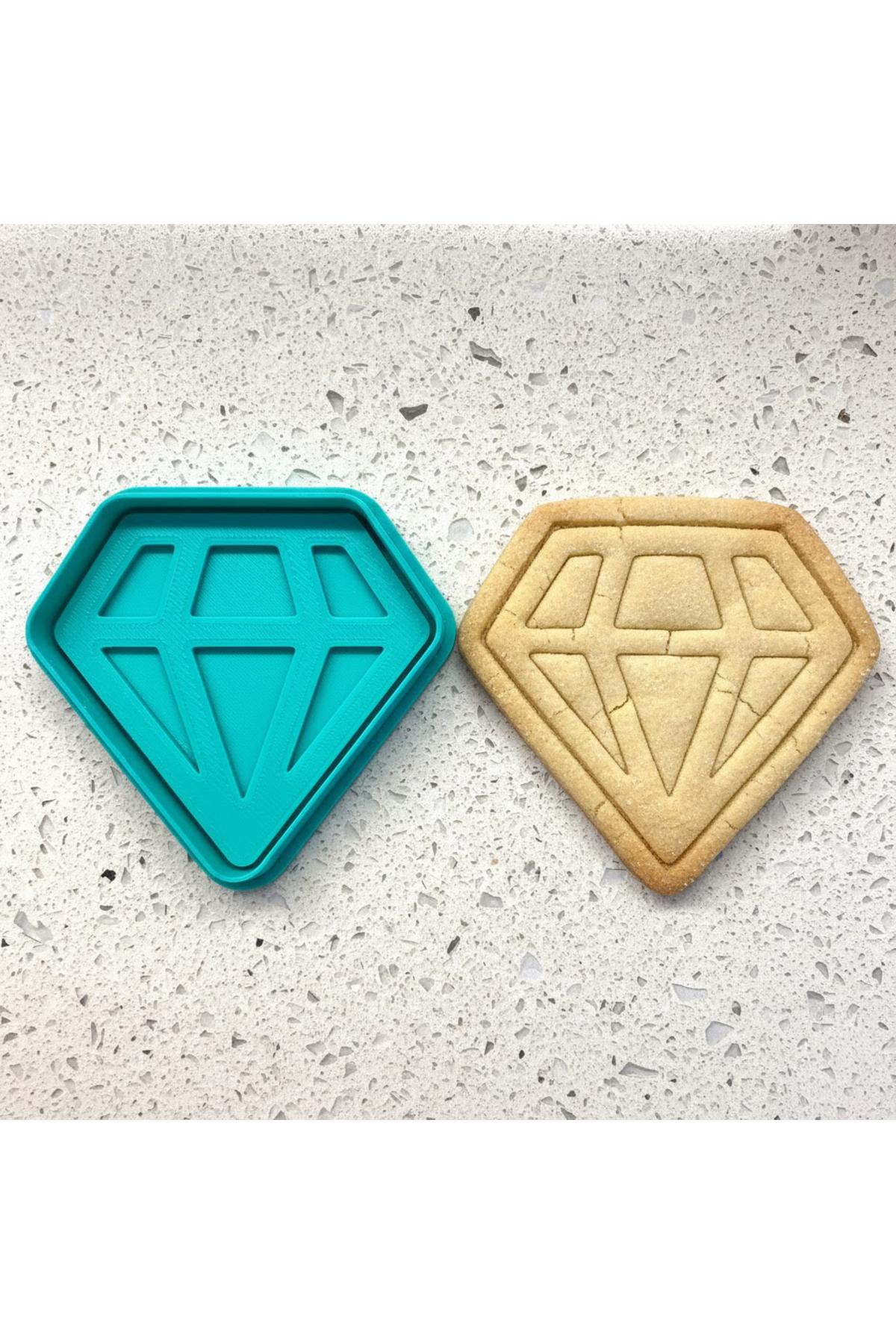 Kristal Kesim Elmas Figürlü Kurabiye Kalıbı | Değerli Taş Damga | Kil ve Şeker Hamuru Şekillendirici | Craftelle 3D Kurabiye Kalıbı