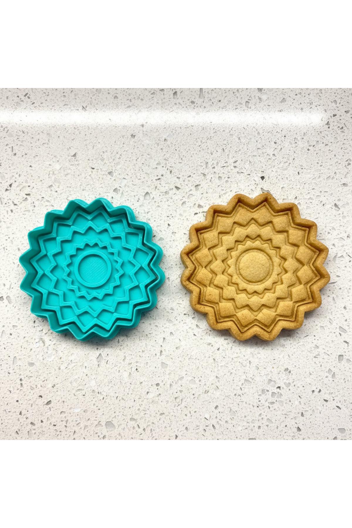 Geometrik Çiçek ve Güneş Figürlü Kurabiye Kalıbı | Detaylı Mandala Damga | Craftelle 3D Kurabiye Kalıbı